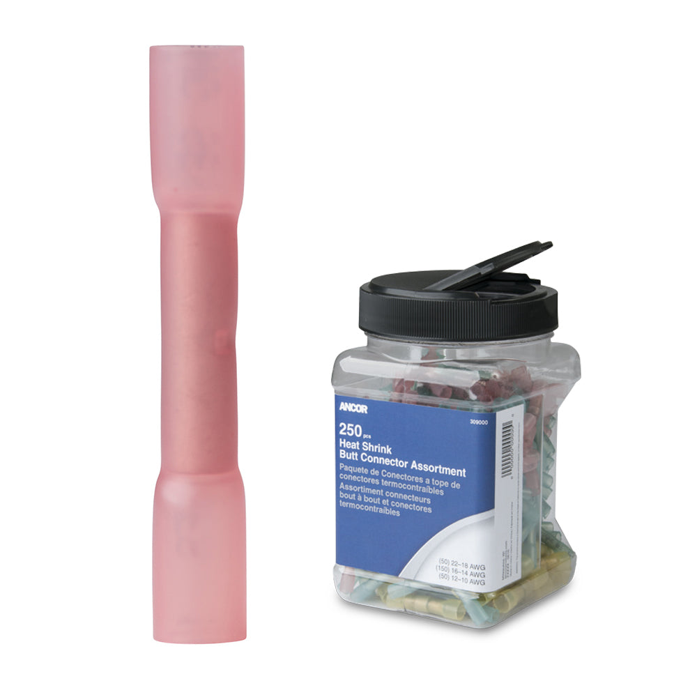 Ancor 2218 AWG Heat Shrink Butt Connector  250Pieces  Jar 309001